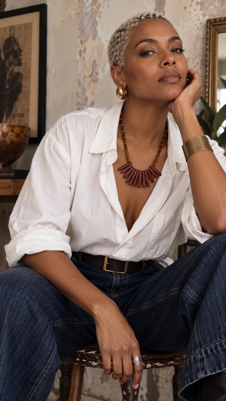 Vintage Wood Spike Bib Necklace | Earthy Modernist Statement Jewelry